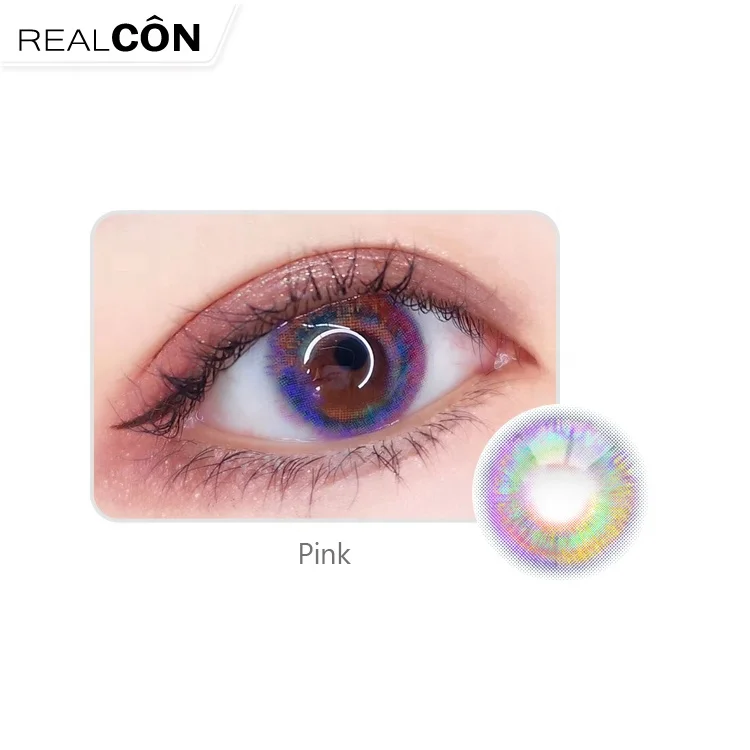 

Realcon Wholesale Soft Rainbow Color Contact Lenses Made of HEMA With Sandwich Technology for charming eyes, Pink;gray;blue;chocolate;brown