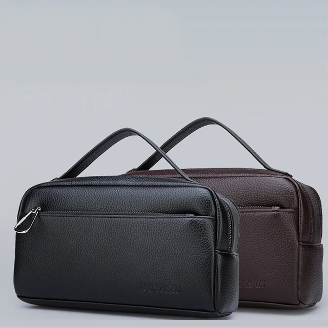 

New men's clutch bag large capacity business casual tide bag multi-pocket high quality men's hand bag, Black/brown