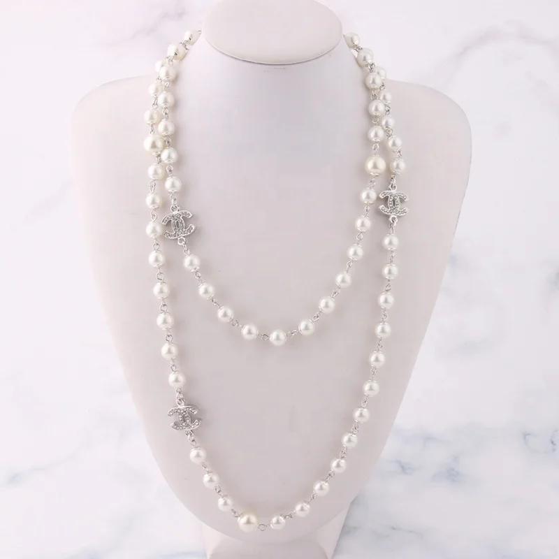 NeeFu WoFu Brand Copper Necklace Hot Pearl letter Rhinestone Necklace for Woman Korean Necklaces bohemian