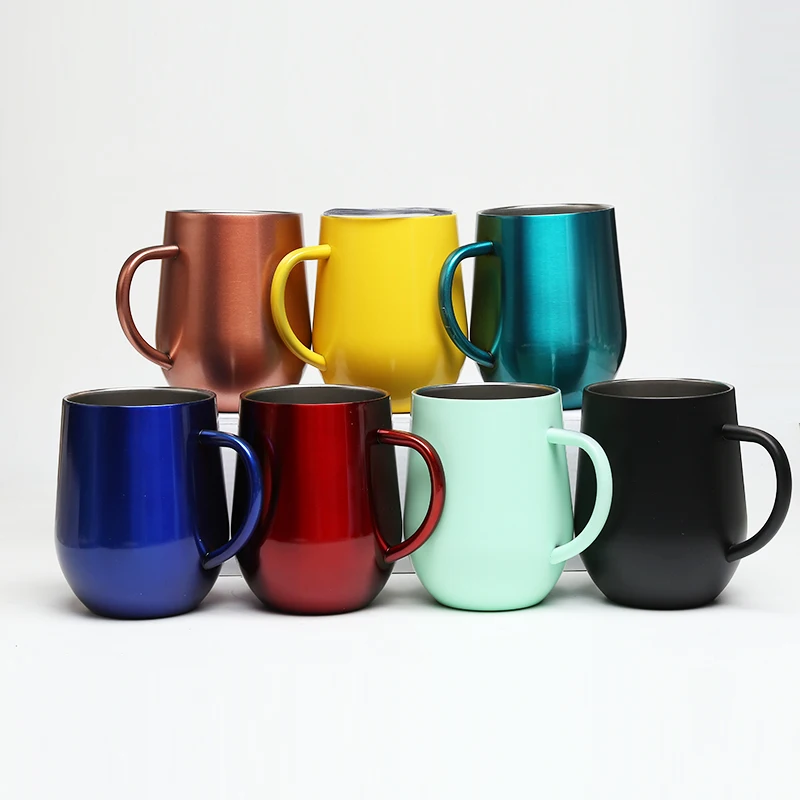 

18/8 stainless steel drunk colored glass insulated coffee mug, Customized