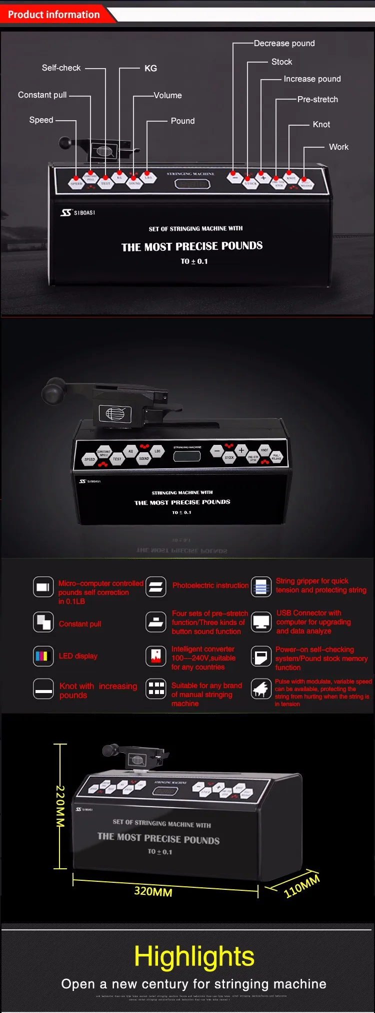Precise tennis badminton racket stringing machine computer head motor S8198