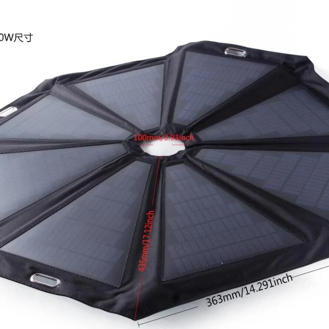 

High quality Portable 40W solar beach umbrella with USB charger