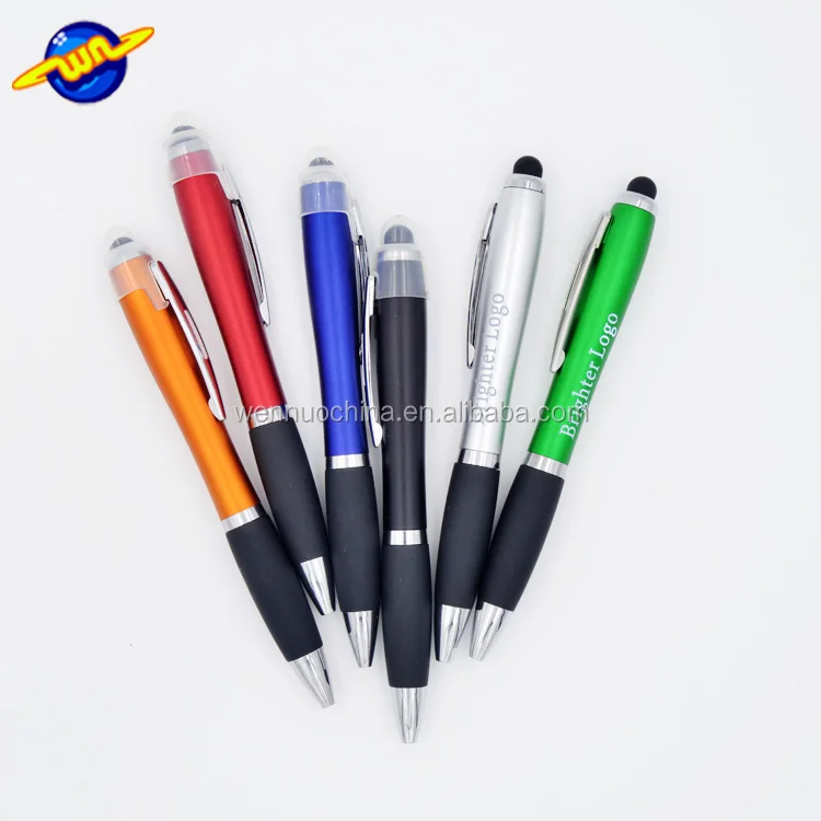 
new customized led light up pen laser engraving logo ballpoint pen for promotional 