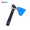 Newest wholesale custom couple metal embossed genuine diamond shape leather keychain