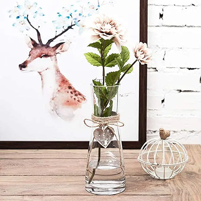 
As Gift Decorative Flower Vases With Rope Tall Glass Vases For Wedding Centerpieces 