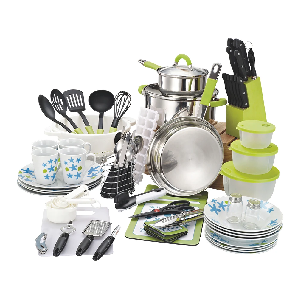 
90 Pieces Home Starter Set Combo Kitchenware and Cookware 