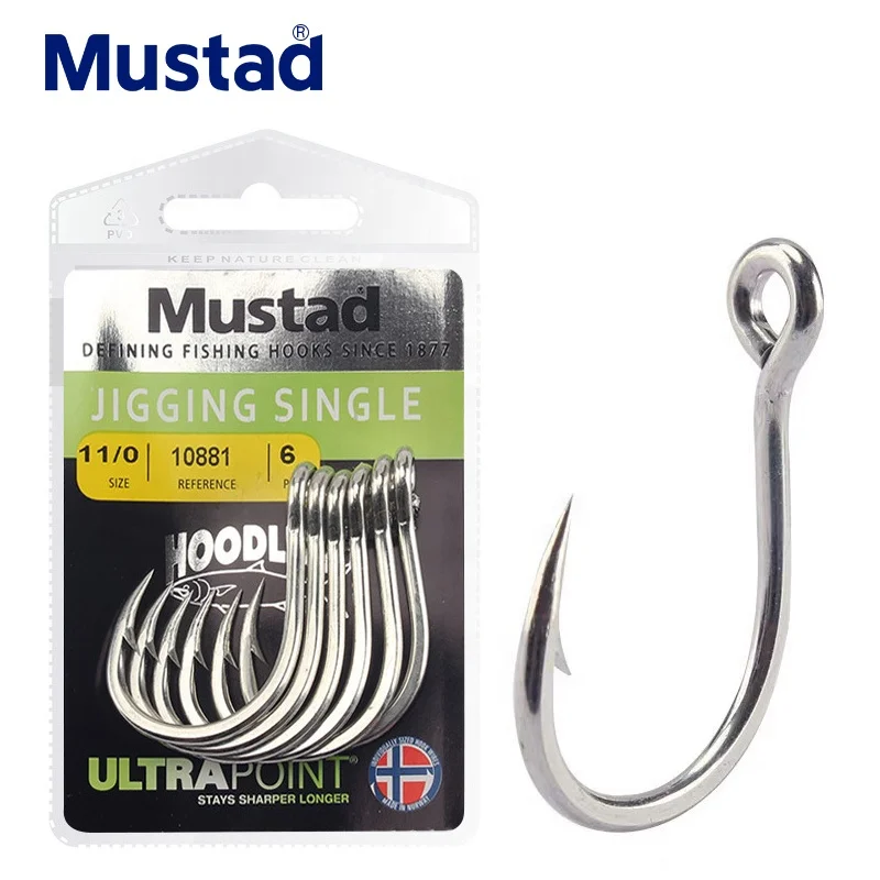 

Mustad 10881 Jigging Hooks High Carbon Steel Deep Ocean Big Barbed Hooks With Circle Squid Grouper Hook Peche, As picture