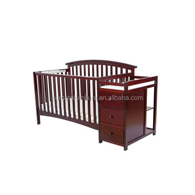 North American Style Multifunctional Solid Wood Baby Bed Cot With