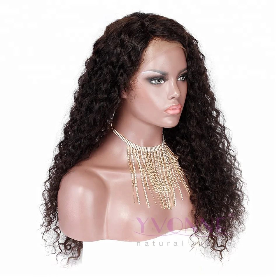 

Thin skin 360 lace frontal long curly human hair wig, Natural black;#1b