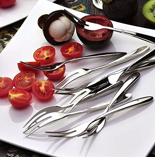 开胃菜甜点叉子不锈钢迷你沙拉水果蛋糕品尝叉子鸡尾酒叉 15厘米