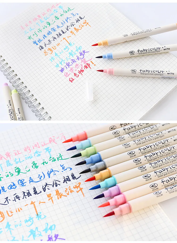 10pcs Future Color Brush Marker Pens Set Fabric Soft Tip Touch for