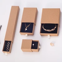 

Custom Logo Kraft Paper Jewelry Packaging Necklace Earring Rings Bracelets Simple Jewelry Set Box