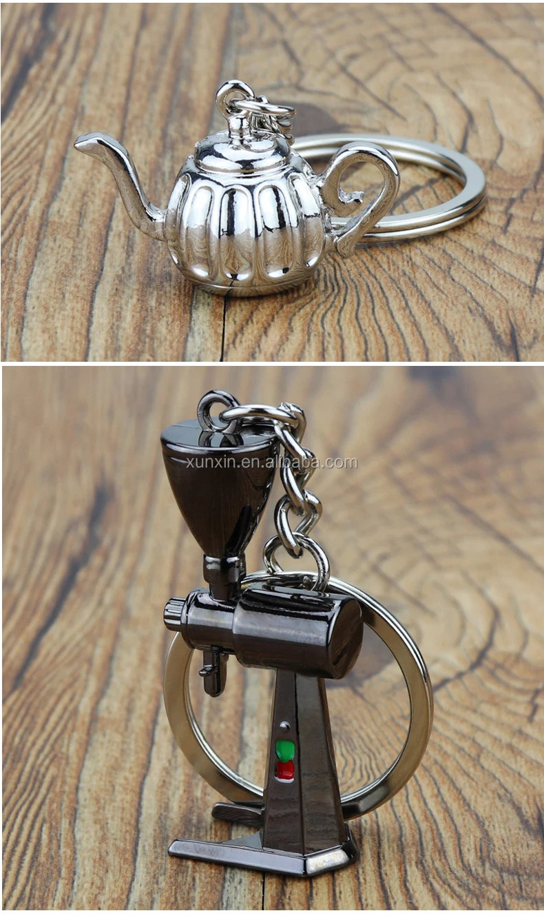 Metal Keychain Key Ring Coffee Accessories Gift for Coffee Lover Moka pot