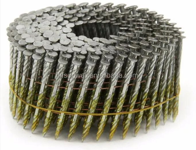 Sunwell 15 Degree Round Head Coil Nails 1 1 4 X 0.120 Eg Golden Wire