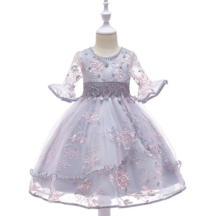 

2018 dress model girls aged 3 years to 10 ages party dresses embroidered with jewels new model frocks dresses, N/a