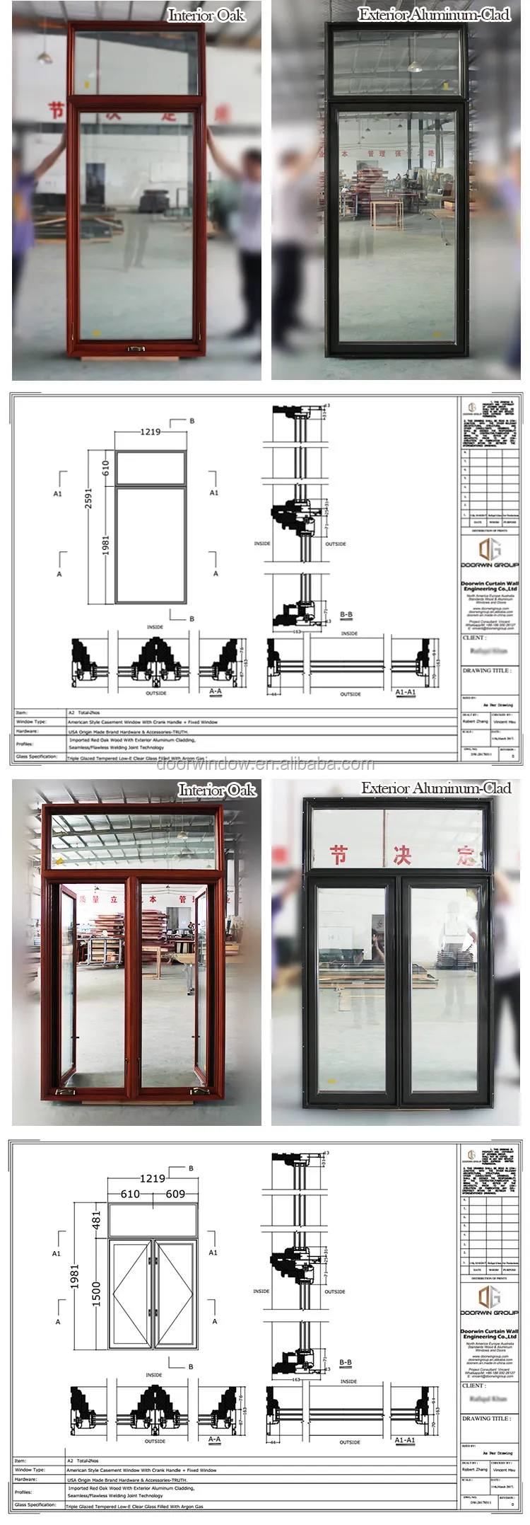 Super September Purchasing USA NAMI Certification Wood Clad Aluminum Casement Windows with Grids Single Crank Open Windows