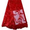 Embroidery Red Guipure French Tulle Net Lace With Stones Wholesale Price Beaded Nigerian Lace Fabric For Party & Wedding 1014