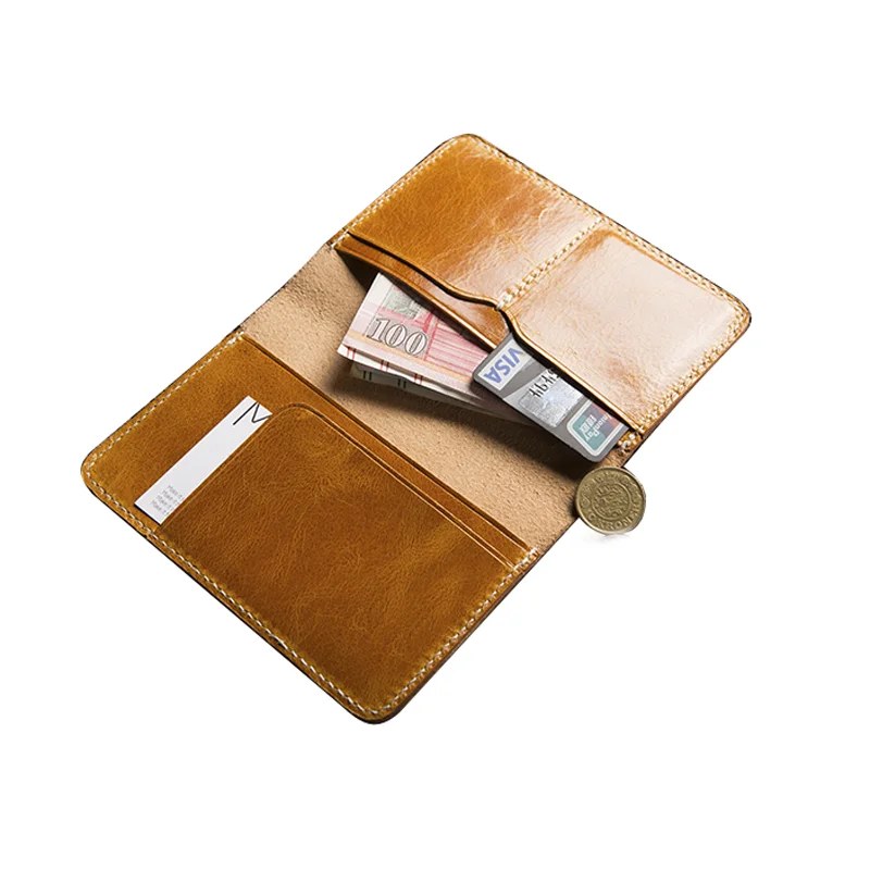 
without machine stitch genuine leather passport wallet 