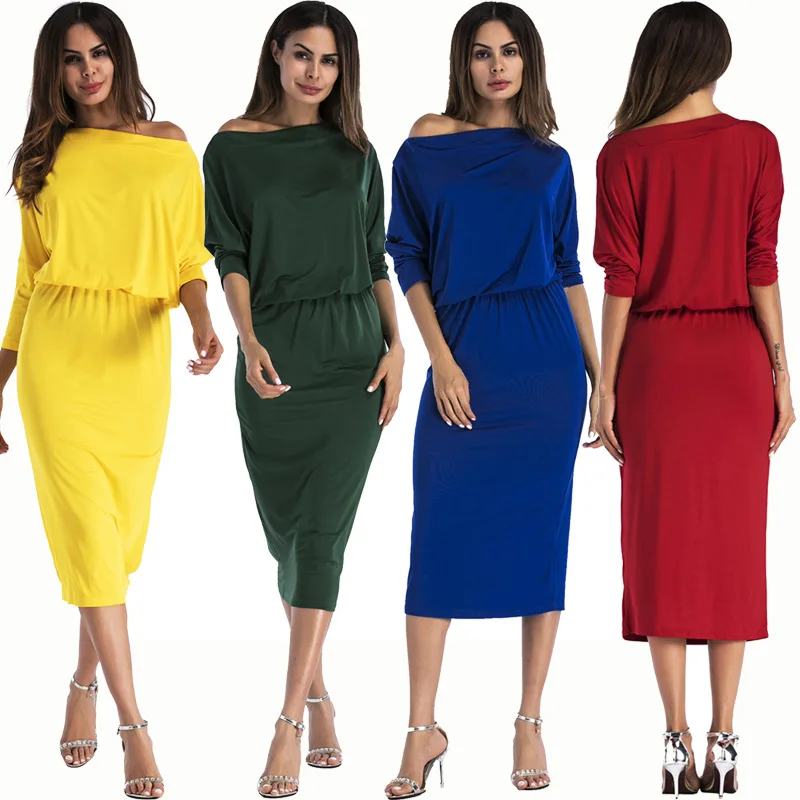 

Women Dress 2018 New Fashion Half Sleeve Bodycon Elegant Dress Summer Female Party Dresses, Black/red/dark red/green/yellow