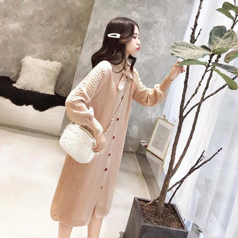 

Wholesale new arrival korean style lovely girl super long cardigan sweater coat