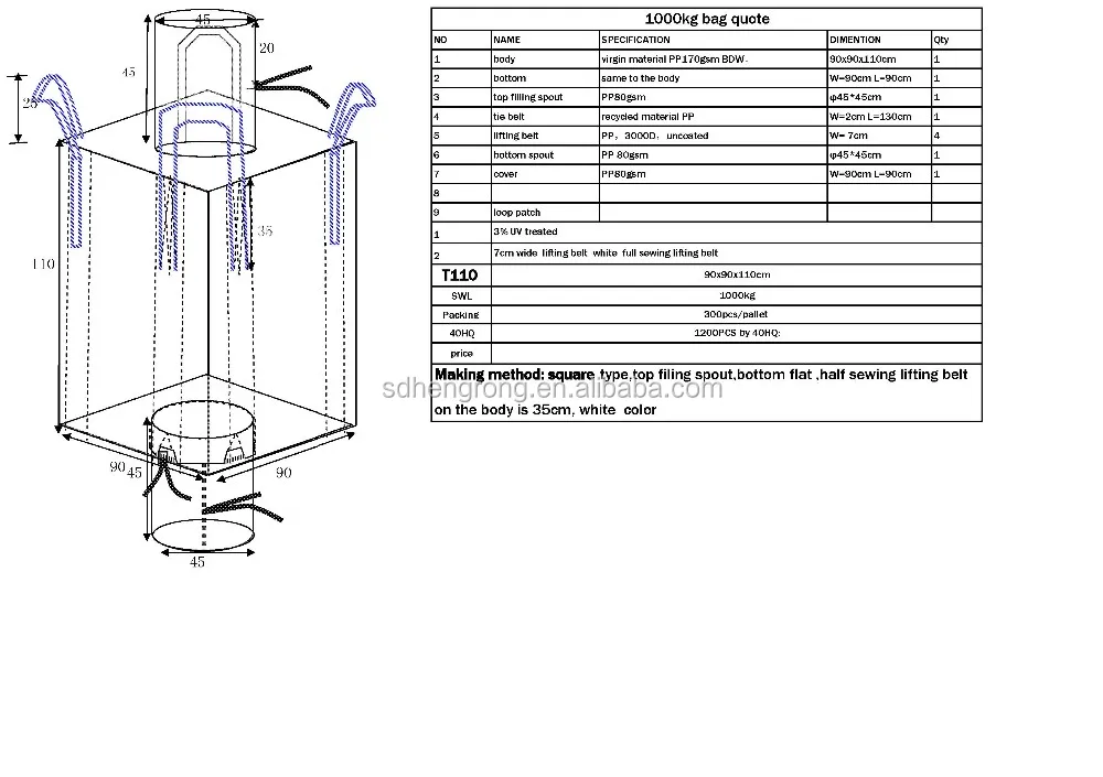 1 Ton Jumbo Bulk Big Bag Packing For Rice Or Wheat Many Time Using,Uv