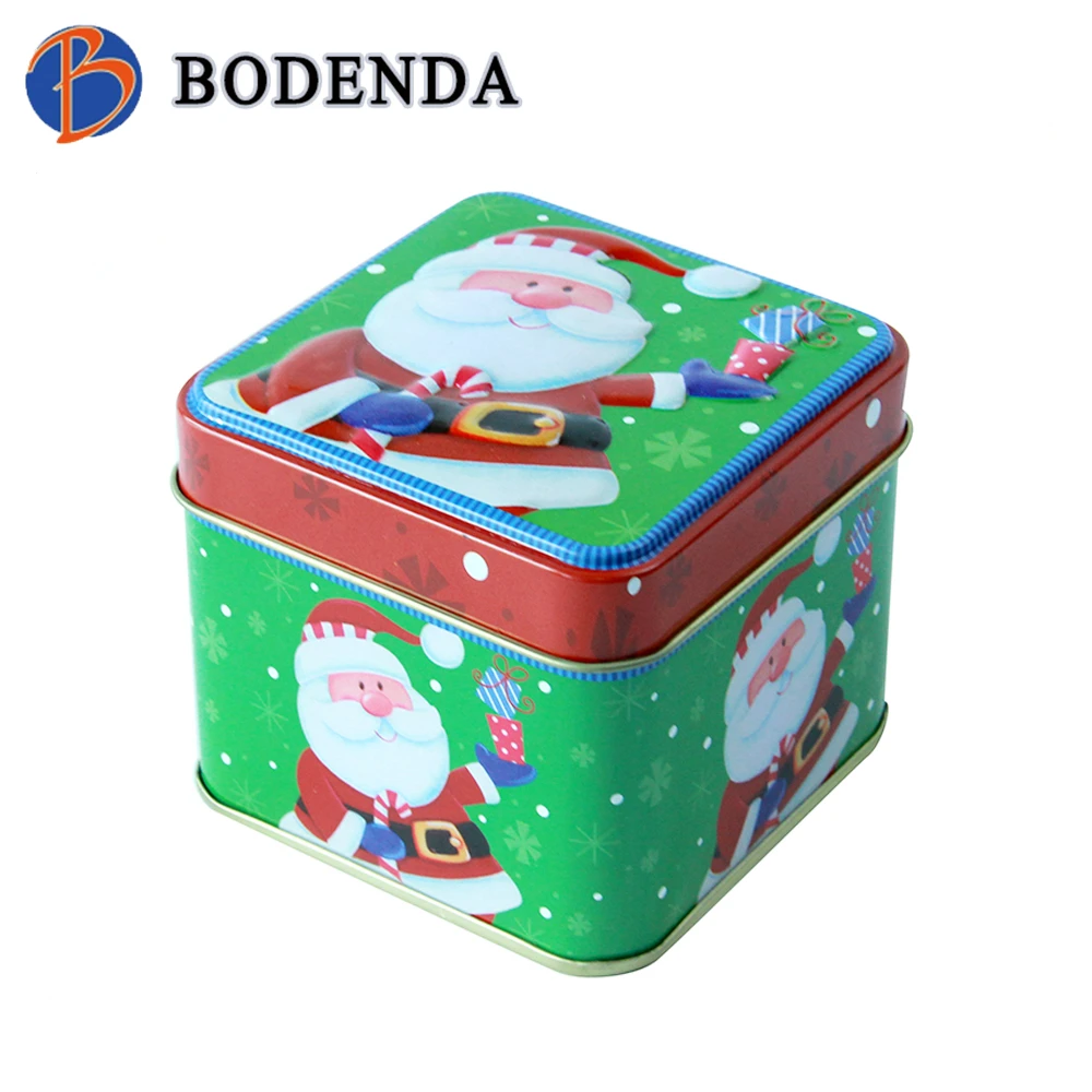 Metal Tin Can Containers Christmas Gift Box and Lid Snowman and Santa box set