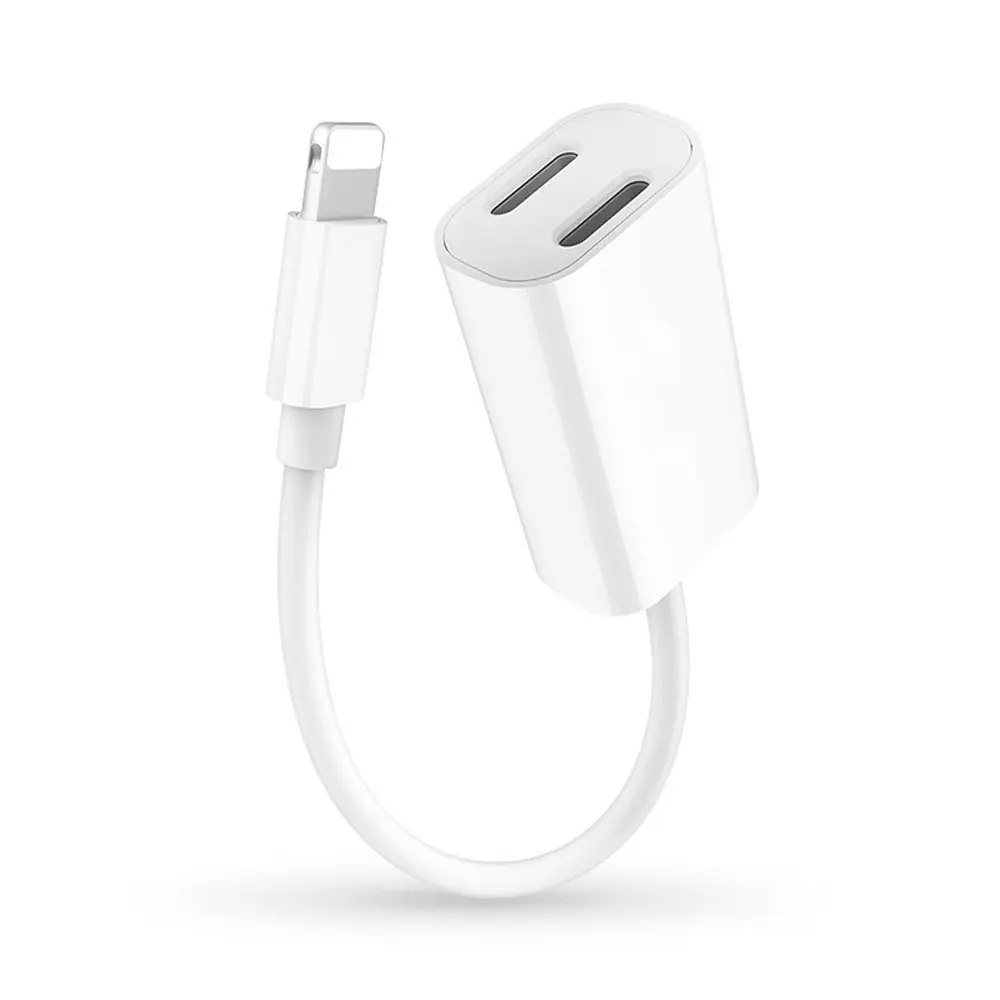 

2 in 1 Dual Headphone Audio Charge Adapter for iPhone X Jack Headphone adapter, White