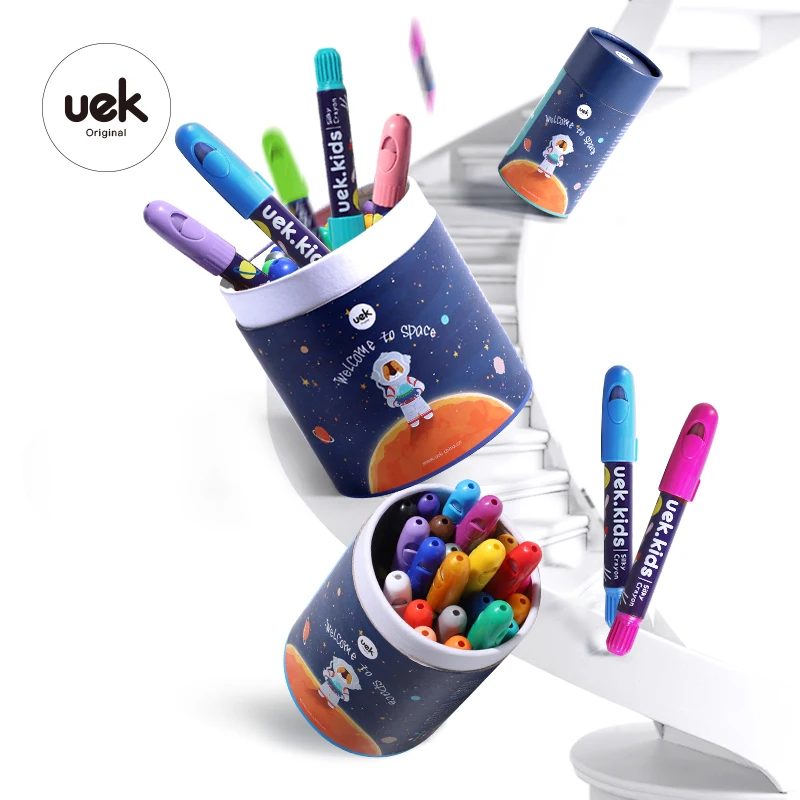 
Uek Kids Drawing Hot sale Custom Logo Crayon Wax 