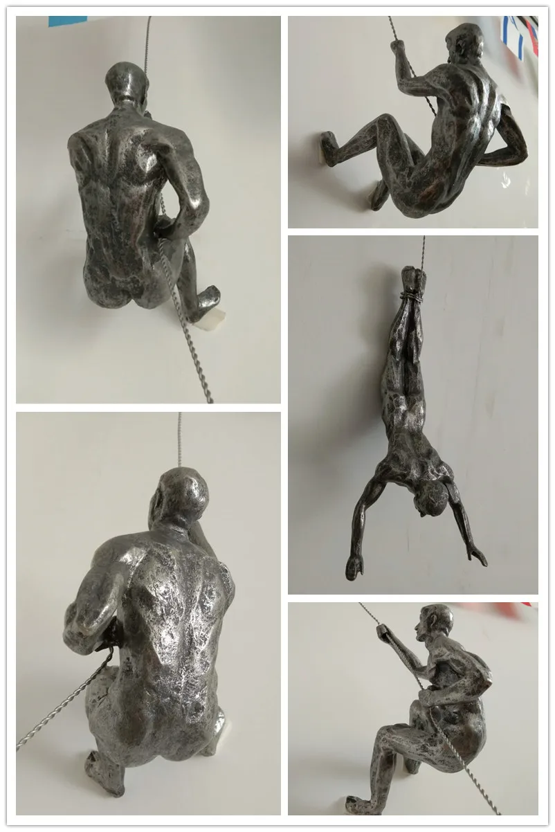 家居室内装饰树脂墙艺术攀登人树脂雕塑雕像