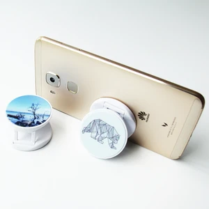 custom Promotional white ABS wastch glue adjustable sublimation grip ring folding mobile phone holders