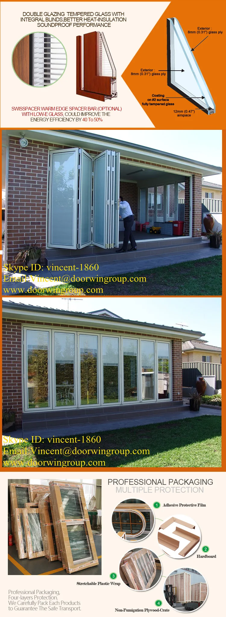 Super September Purchasing New product Italian bi-folding glass aluminum profile door with hardware