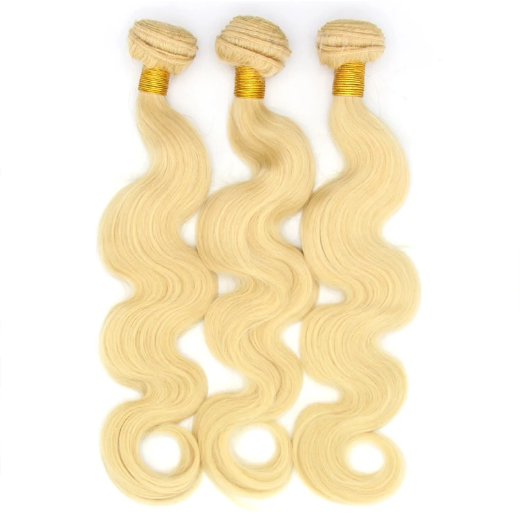 

Body wave brazilian remy 613 blond human hair bundles with frontal