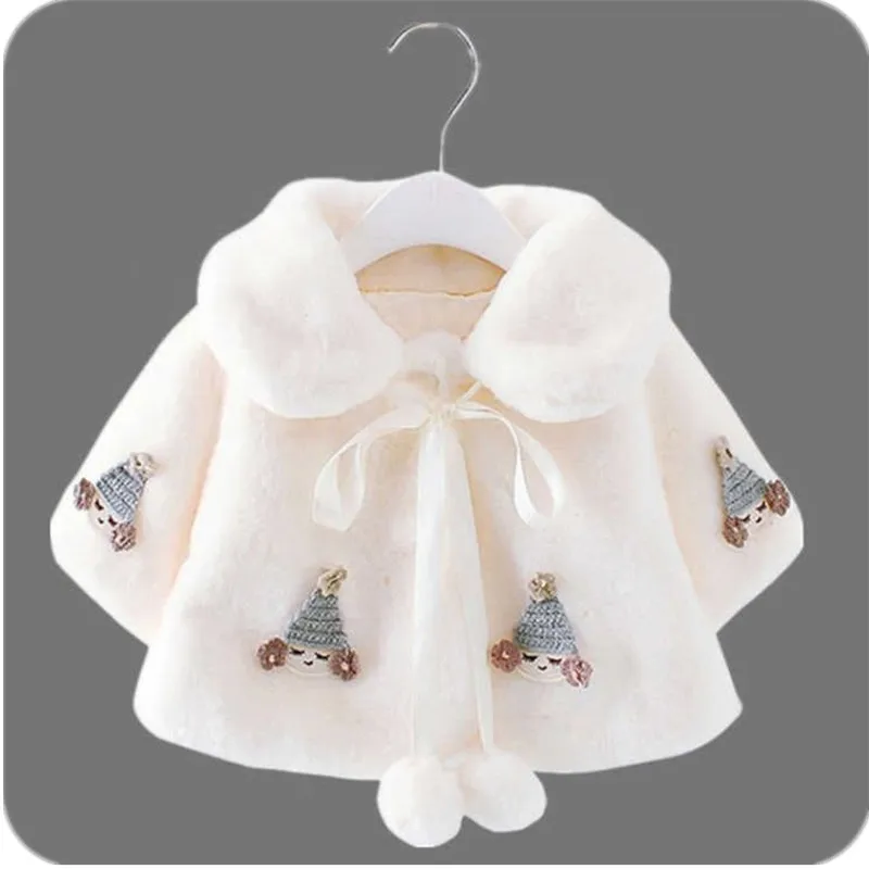 

2021 hot sale cute kids winter faux fur coats girls winter white coat