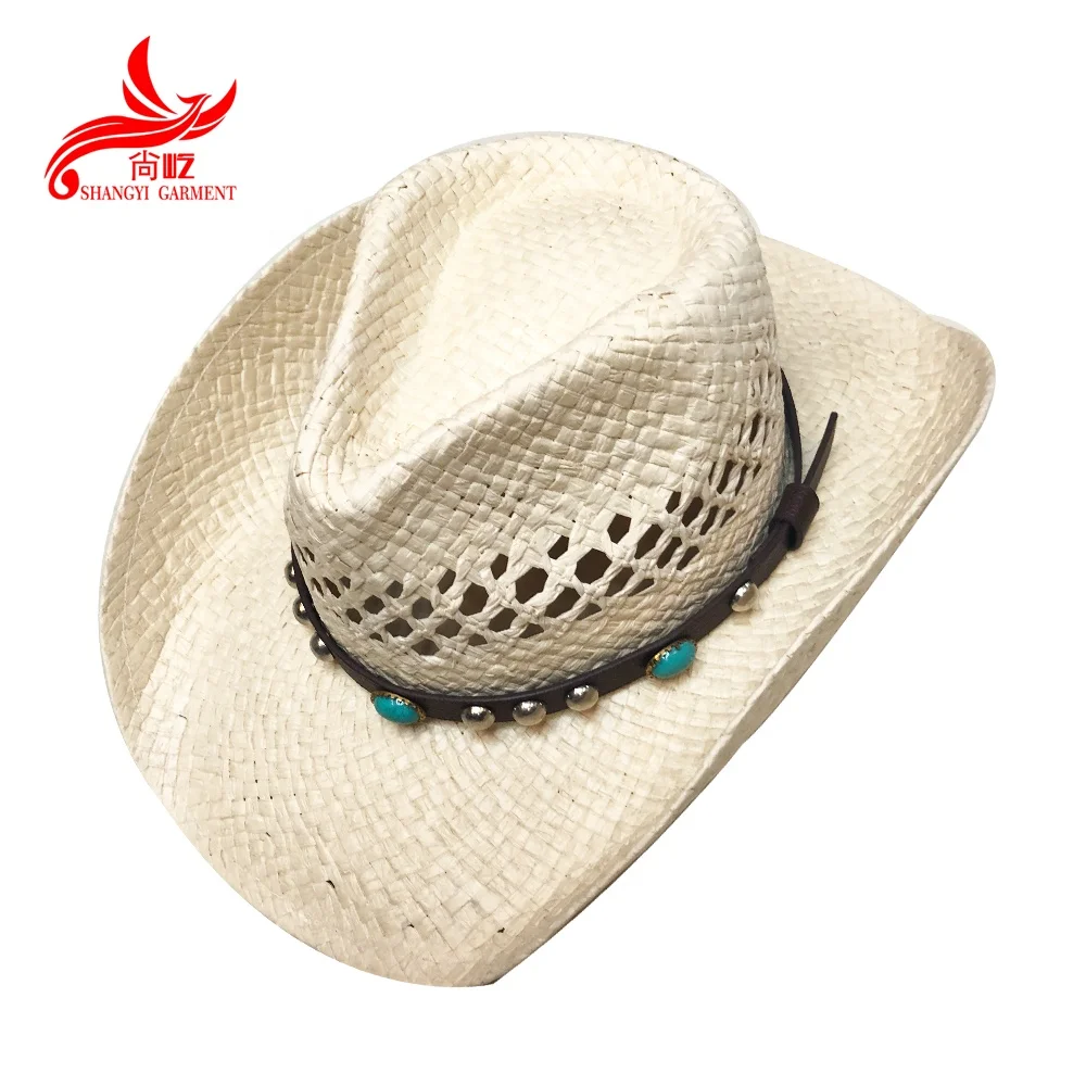 
Promoiotn party gift custom ribbon decorate straw cowboy hat with print logo 