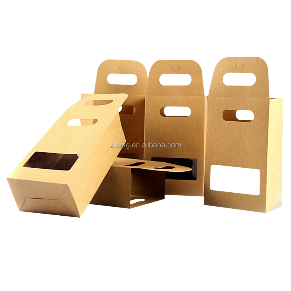 Brown Kraft Paper Gift Boxes with Handle & Clear Window Tea Packaging