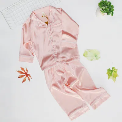 girls long sleeve satin sleep pajama baby doll nighty similar silk camisole ice silk pijama sets for kids