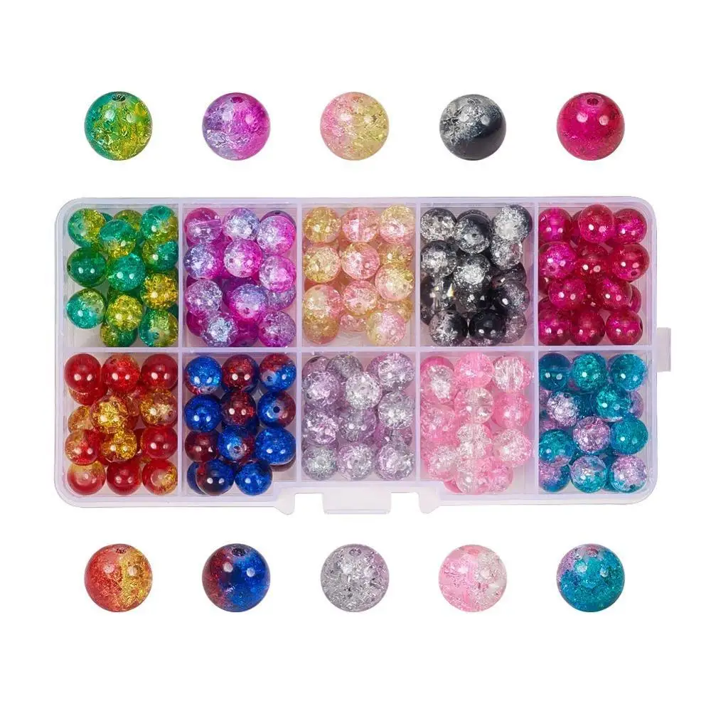 

Pandahall 8mm Boxed Mixed Color Round Crackle Glass Beads, 10color, 20pcs/color