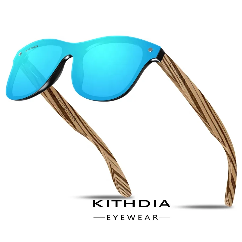 

Kithdia Dropshipping Polarized Zebra Wooden Temples Sunglasses With Mirror Lens Brand Design Colorful Shades Handmade WL24