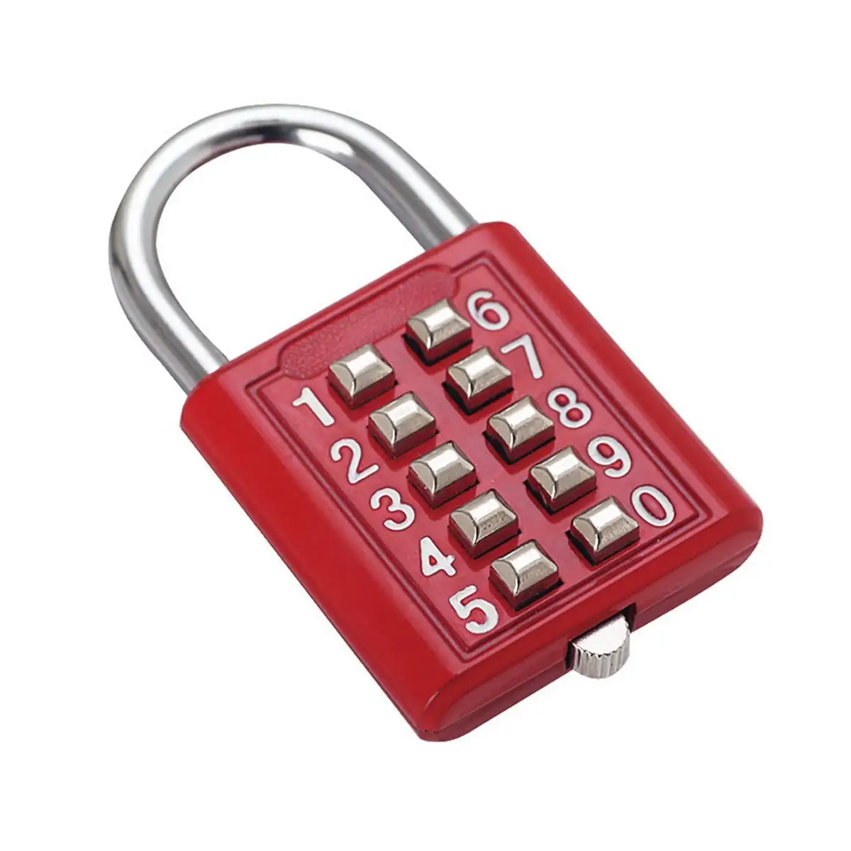 Godagoda 10 Digit Push Button Combination Padlock, 5 Digit Locking Mechanism, Chrome Plated Anti-Theft Digit Push Password Lock for Locker Drawer Cabinet Door DIY Hardware Combination Padlocks Red