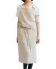 Promotional custom logo cotton and linen apron with ruffle
