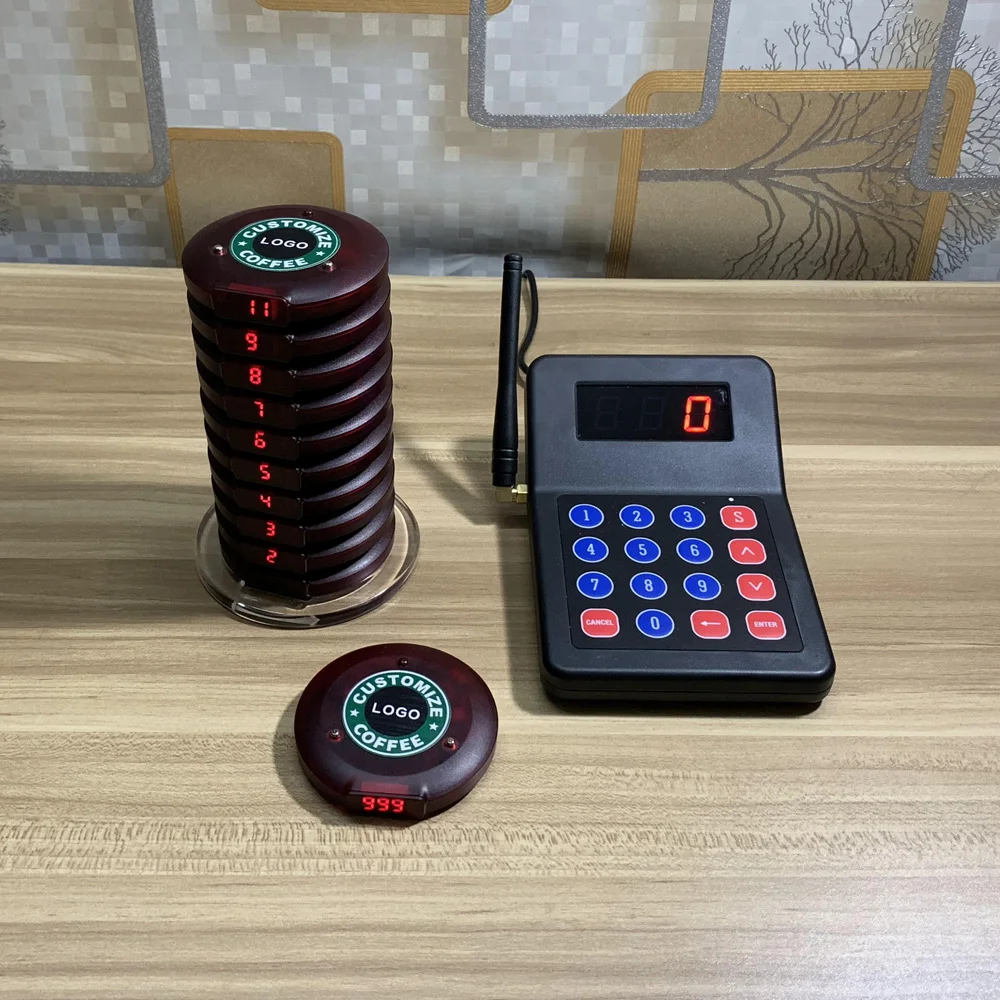 

Wireless paging system for fasfood restaurant cafe queue pager device