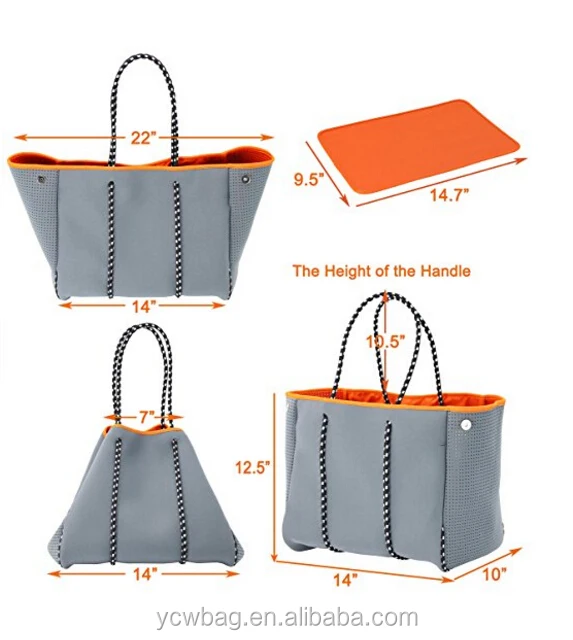 Summer Beach Tote Bag Waterproof Neoprene Beach Bag Women Polyester ...