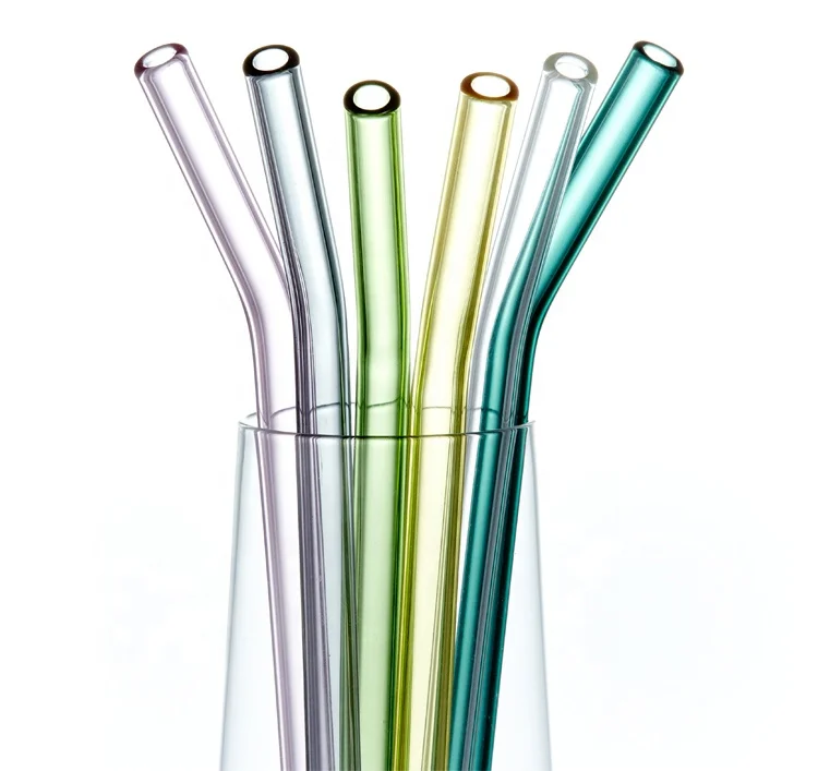 

2019 Wholesale Clear Colorful Pyrex Borosilicate Reusable Eco Friendly Glass drinking Straws, Clear or customized