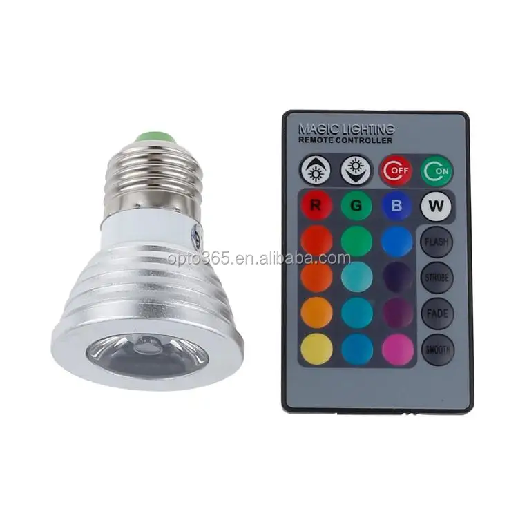 Multi-Color E27 3W RGB LED Light Bulb 16 Color Change Lamp Spotlight 110V 220V with IR Remote