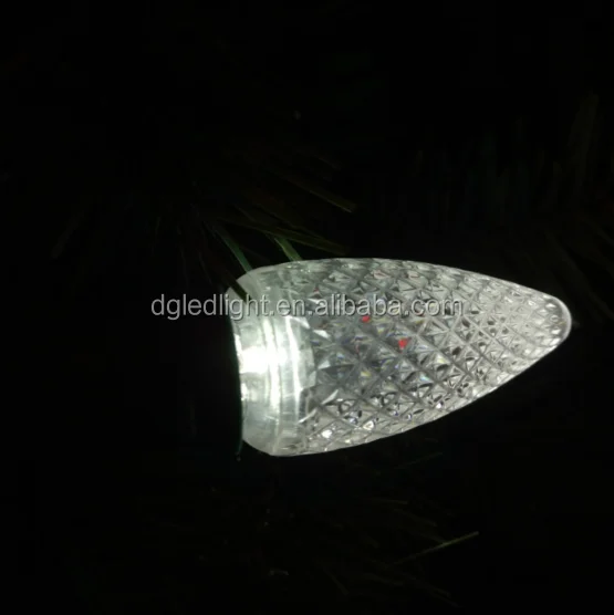 Pure White C9 Led Christmas Light Bulbs Faceted Pc Cover Replacement