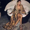 2019 Aliexpress Explosion Women Plus Size Print Long Sleeve Dress V Neck Chiffon Dresses