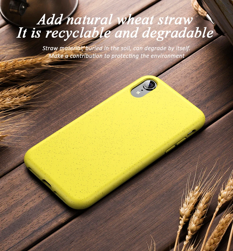 2019 Wheat Straw Biodegradable Soft Back Cover Flexible TPU Phone Case for iPhone XR