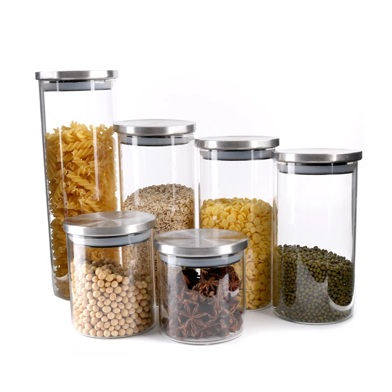 
Manufacturer glass tubing-made food grade glass storage jar with stainless steel lids 250ml-2100ml 