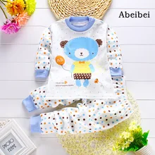 2 unids/set Recién Nacido Ropa de Bebé Conjuntos para 7-24 M niños Ropa de Marca 100% de Algodón de manga larga camisa de la base las camisetas pijamas osos