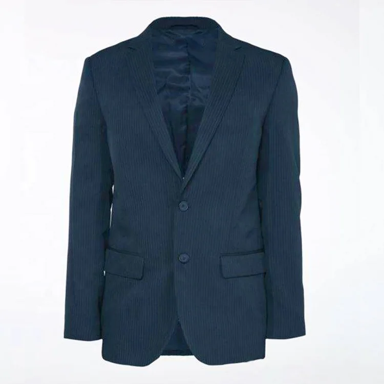 

2018 hot sale 100% polyester stripe stock whole two piece safari blue suit pant coat for male made in china, N/a